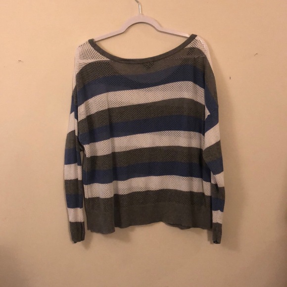 Torrid Open Stitch Mesh long Sleeve Striped Shirt - Picture 5 of 6